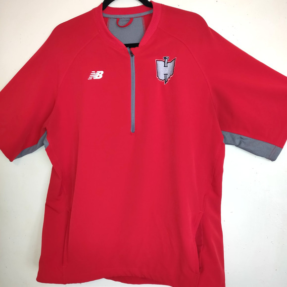 Columbus Clippers New Balance Batting Cage Jacket 1/4 Zip Red Gray Mens XL Ohio - Picture 6 of 16